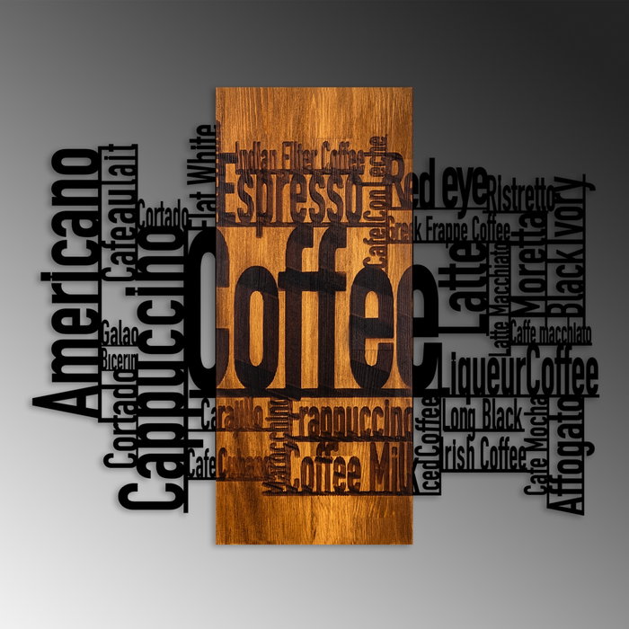 Wallity Coffee Mixed - Accesorio decorativo de pared en nogal y negro